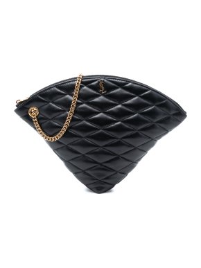 Saint Laurent Black Large Quilted Lambskin Sade Triangle Pouch