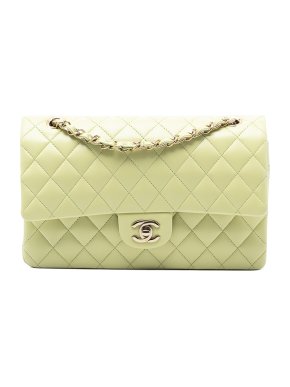 Chanel Green Medium Classic Lambskin Double Flap