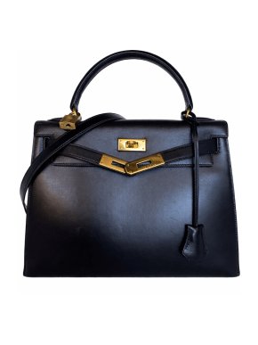 Hermes Black Box Leather Kelly 28 Sellier