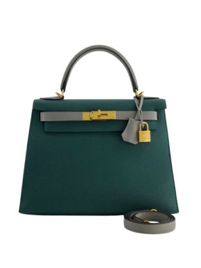 Hermes Malachite And Gris Mouette Togo Leather Kelly 28