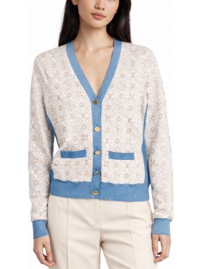 Louis Vuitton White and Blue Cardigan
