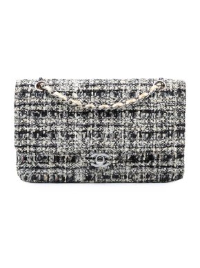 Chanel Grey Medium Classic Tweed Double Flap