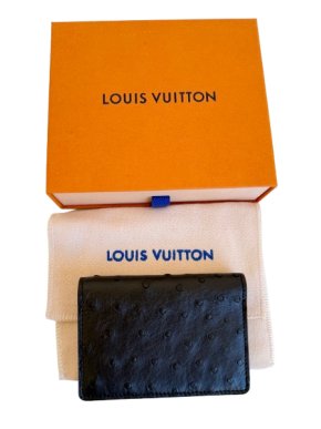 Louis Vuitton Black Exotic Ostrich Leather Wallet