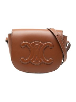 Celine Tan Medium Calfskin Cuir Triomphe Folco Crossbody