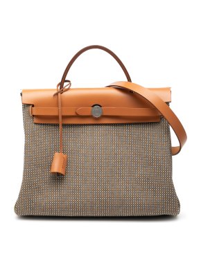 Hermes Tan/Brown Toile Criss Viking Vache Hunter Herbag Zip 31