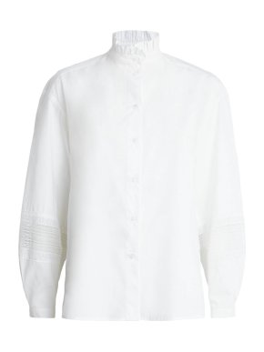 Claudie Pierlot Cotton Broderie Anglaise-Trim Shirt