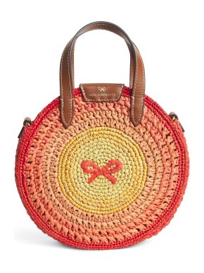 Anya Hindmarch Multi Small Raffia Round Top-Handle Bag