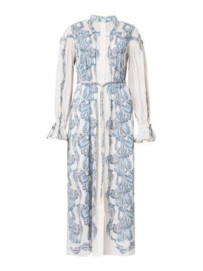 All Saints Delphine Floral Print Midi Shirt Dress