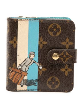 Louis Vuitton Coated Canvas Monogram Groom Compact Zippy Wallet