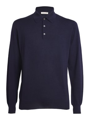 Johnstons of Elgin John Smedley Extra Fine Merino Long-Sleeve Herbie Polo Shirt