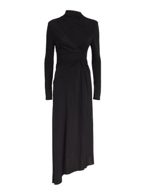 Victoria Beckham Draped Slim-Fit Woven Midi Dress