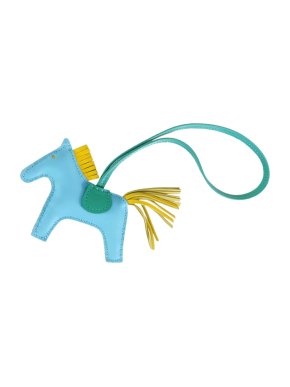 Hermes Celeste Milo Lambskin and Swift Grigri Rodeo Pegase Bag Charm PM