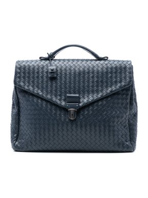 Bottega Veneta Blue Nappa Intrecciato Briefcase