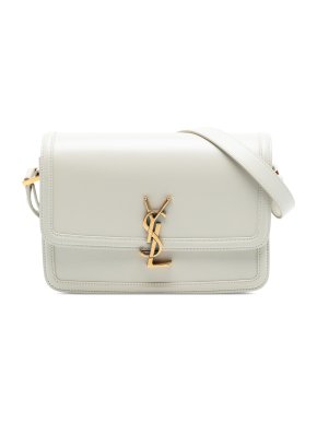 Saint Laurent White Medium Smooth Calfskin Solferino Satchel In Box