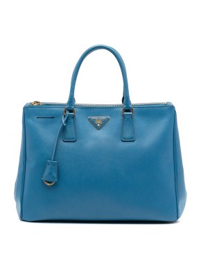 Prada Blue Large Saffiano Lux Galleria Double Zip Tote