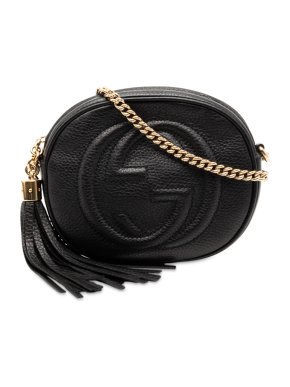 Gucci Black Mini Pebbled Calfskin Soho Chain Crossbody