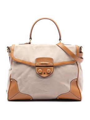 Prada Canvas Cinghiale Trimmed Canapa Top Handle Bag