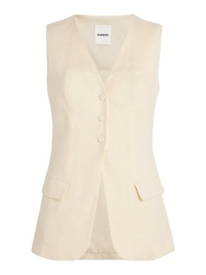 Sandro Linen Sleeveless Jacket