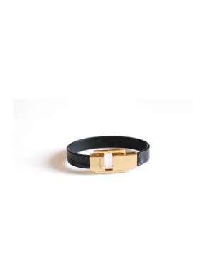 Saint Laurent Black Leather Bracelet