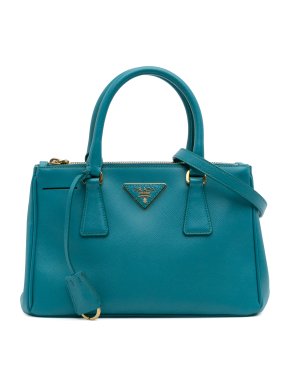 Prada Blue Mini Saffiano Lux Galleria Double Zip