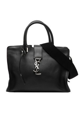 Saint Laurent Black Baby Leather Monogram Downtown Cabas Satchel