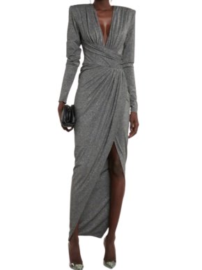 Alexandre Vauthier Silver Ruched Lurex Dress
