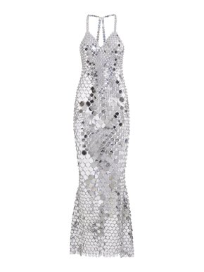Paco Rabanne Sequin Embellished V-Neck Maxi Dress