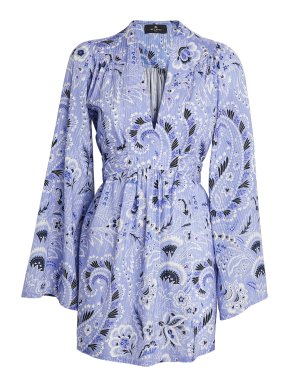Etro V-Neck Printed Cotton-Blend Minidress
