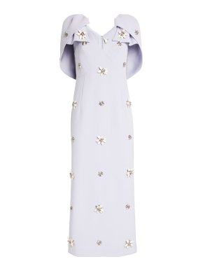 Huishan Zhang Rosella Cape-Effect Embellished Taffeta Midi Dress