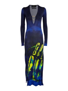 Louisa Ballou Helios Embellished Printed Jersey Maxi Dress