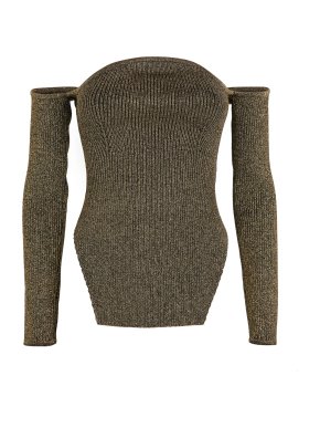 Khaite MARIA LS BARDOT SWEATER XS GOLD 917