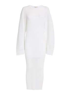 Stella McCartney Plissé Fine-knit Midi Dress