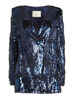 Lapointe Patchwork Sequins Collarless Blazer