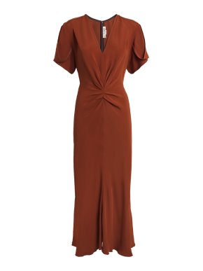 Victoria Beckham Gathered Crepe Midi Dress