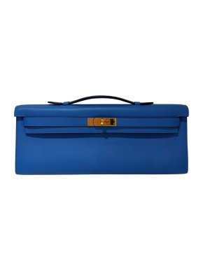 Hermes Bleu France Kelly Cut Clutch