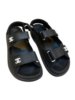 Chanel Black Rubber Dad Sandals