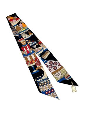 HERMES Silk La Patisserie Francaise Charm  Twilly