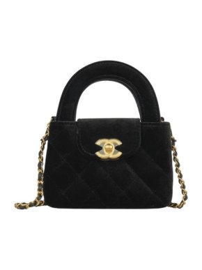 Chanel Black Velvet Kelly Mini Nano