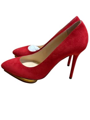 Charlotte Olympia Red Suede Platform Pumps