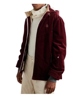 Brunello Cucinelli Burgundy Cord Mountain Outerwear Jacket