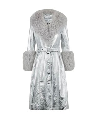 Saks Potts Silver Shearling And Leather Coat