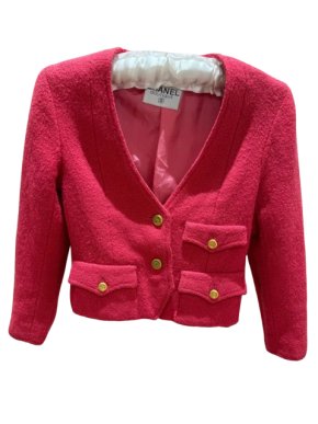 Hermes Chanel Cropped Pink Boucle Jacket