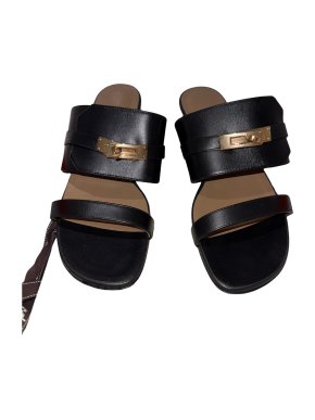 Hermes Herms Black Avenue Sandals