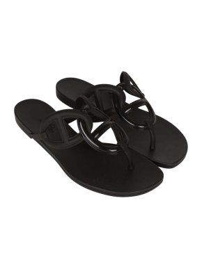 Hermes Black Rubber Egerie Sandals