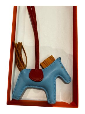 Hermes Celeste Milo Lambskin Horsehair Grigri Rodeo Horse Bag Charm
