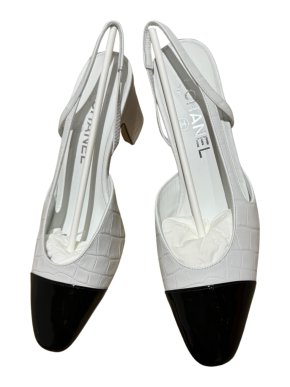 Chanel Mock Croc Slingback Sandals