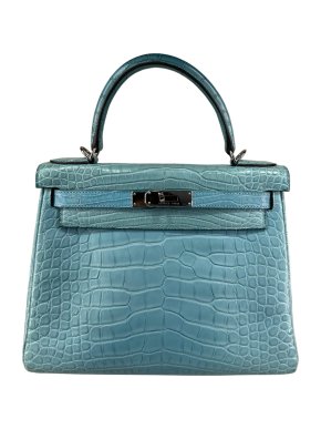 Hermes Bleu St Cyr Matte Croc Kelly 28