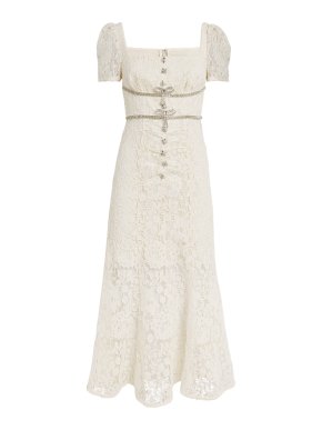 Self Portrait  Diamanté Trim Lace Midi Dress