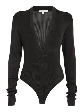 Nensi Dojaka Semi-Sheer Ribbed Bodysuit