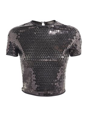 Mugler Short-Sleeved Sequinned Blouse